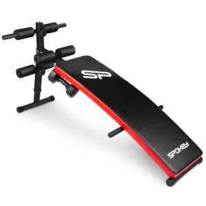 Bancă de fitness Spokey cu un unghi înclinat pentru antrenamente de forță, model SPARTAN, cu un design rezistent și ajustabil, ideal pentru diverse exerciții.