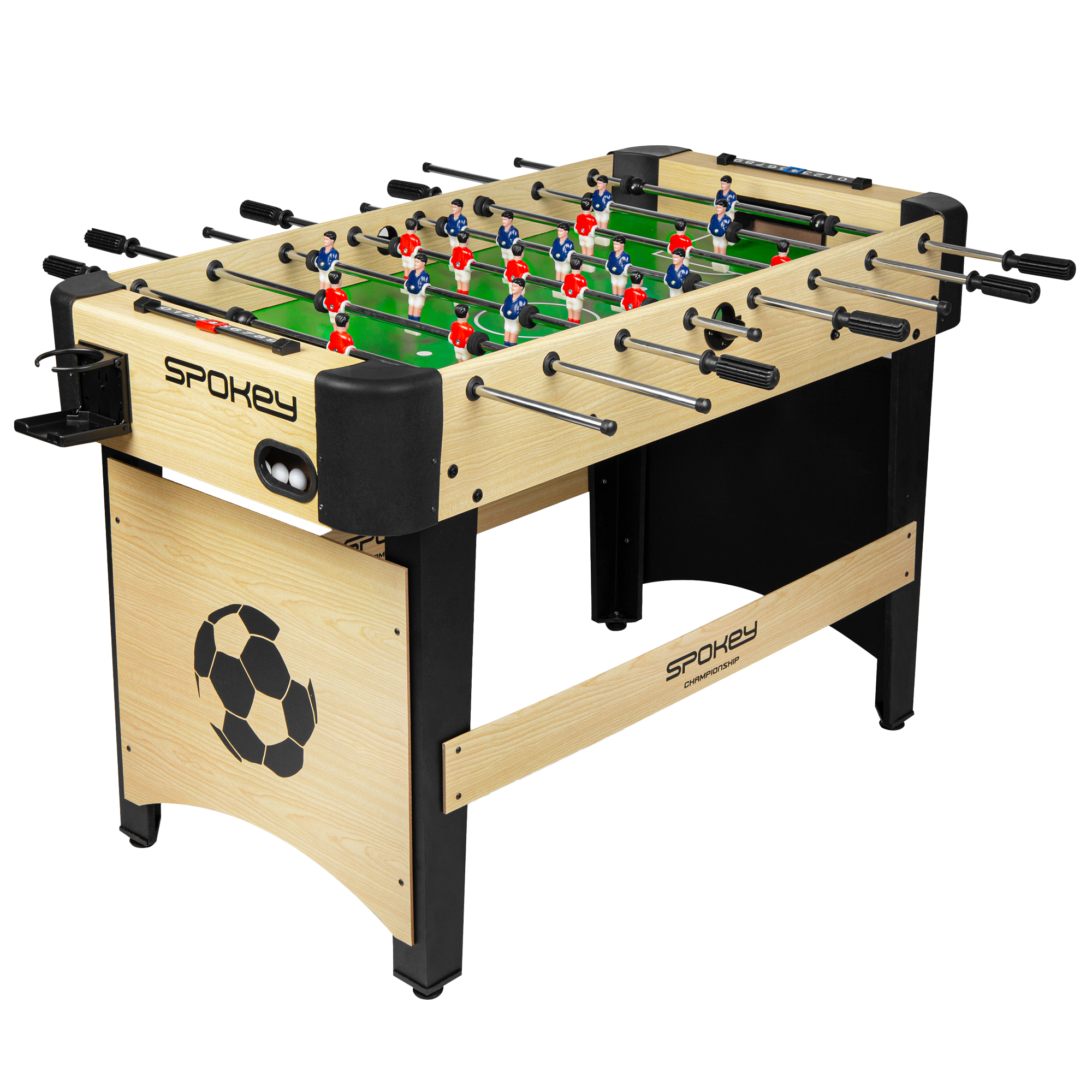 Echipamente de joacă și distractive pentru copii, incluzând trambuline, mingi colorate și seturi de jocuri în aer liber, disponibile într-un magazin de echipamente sportive.