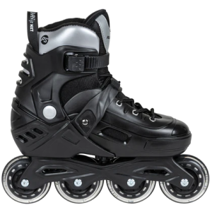 Buclele de patinaj pe gheață Powerslide Khaan Junior NXT pentru copii, cu design ergonomic și culori vibrante, ideale pentru începători și patinatori tineri.