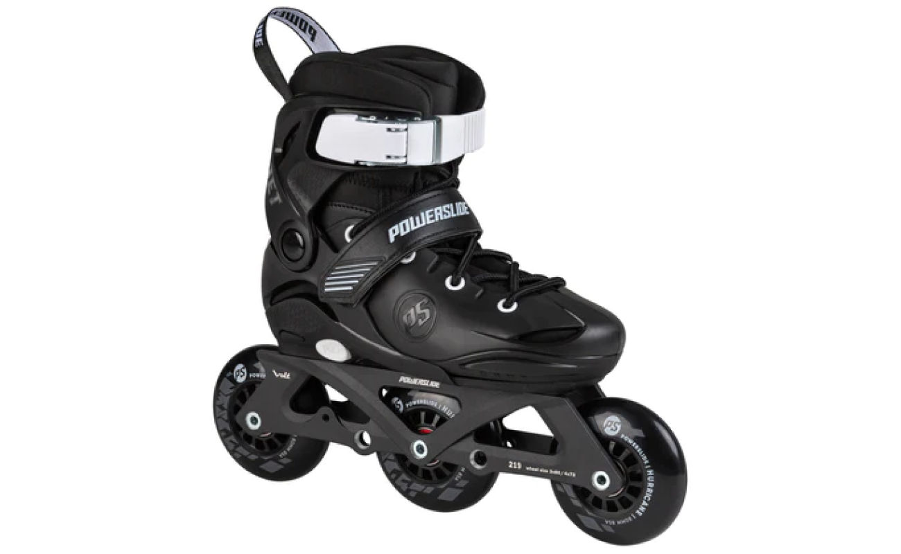 Pantofi sport pentru role Powerslide Jet Pro, mărime 35-38, în culoare neagră, cu detalii albastre, pentru sport și agrement