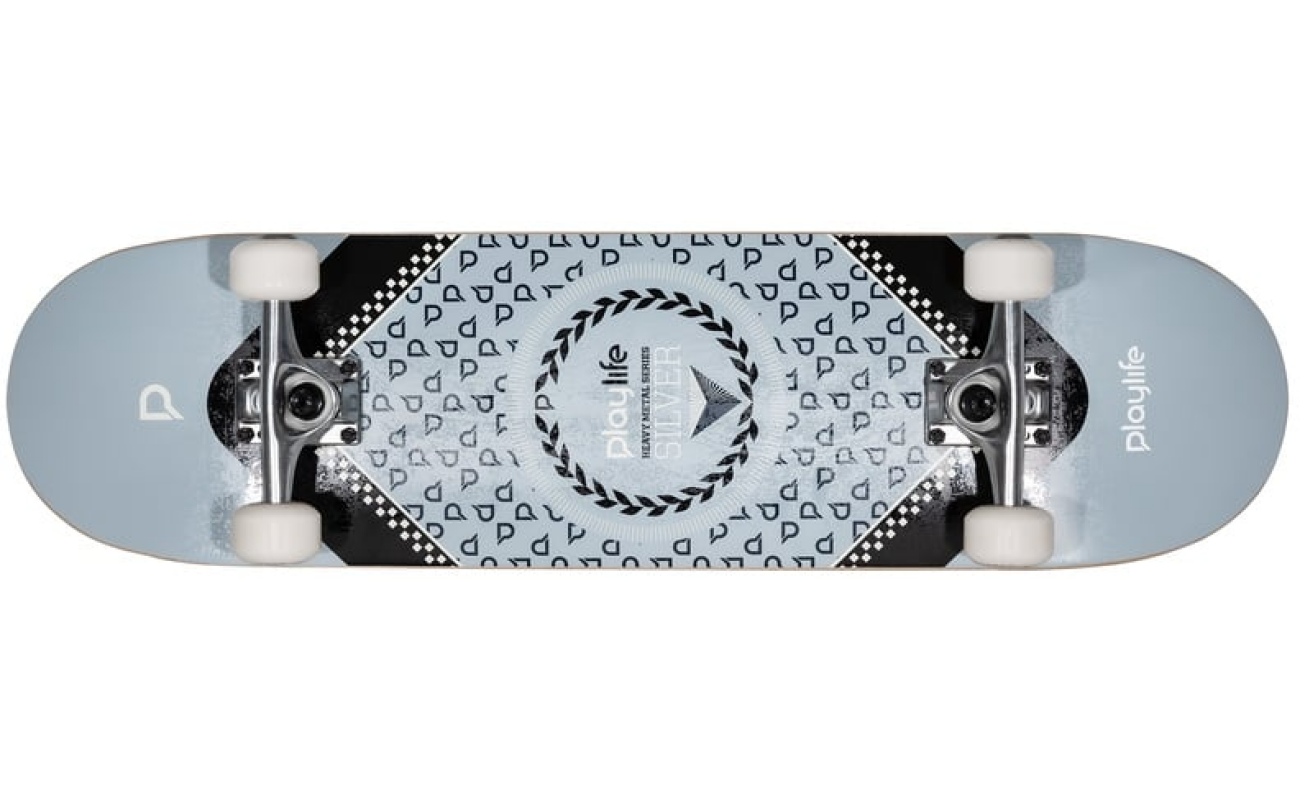 Tavă de skateboard Playlife Hardcore Silver dimensiune 31×8, cod 880278, pentru skateboarding în magazinul de echipamente sportive