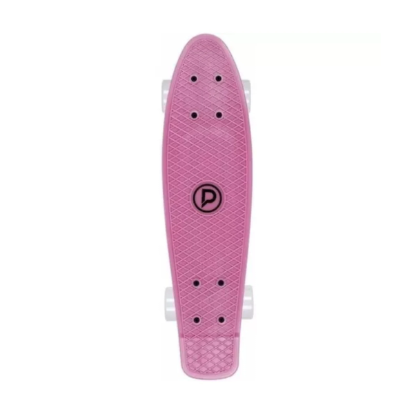 Peni board Playlife Vinylboard 22*6 roz-alb, cu design modern și culori vibrante, ideal pentru tineri și pentru plimbări în oraș.