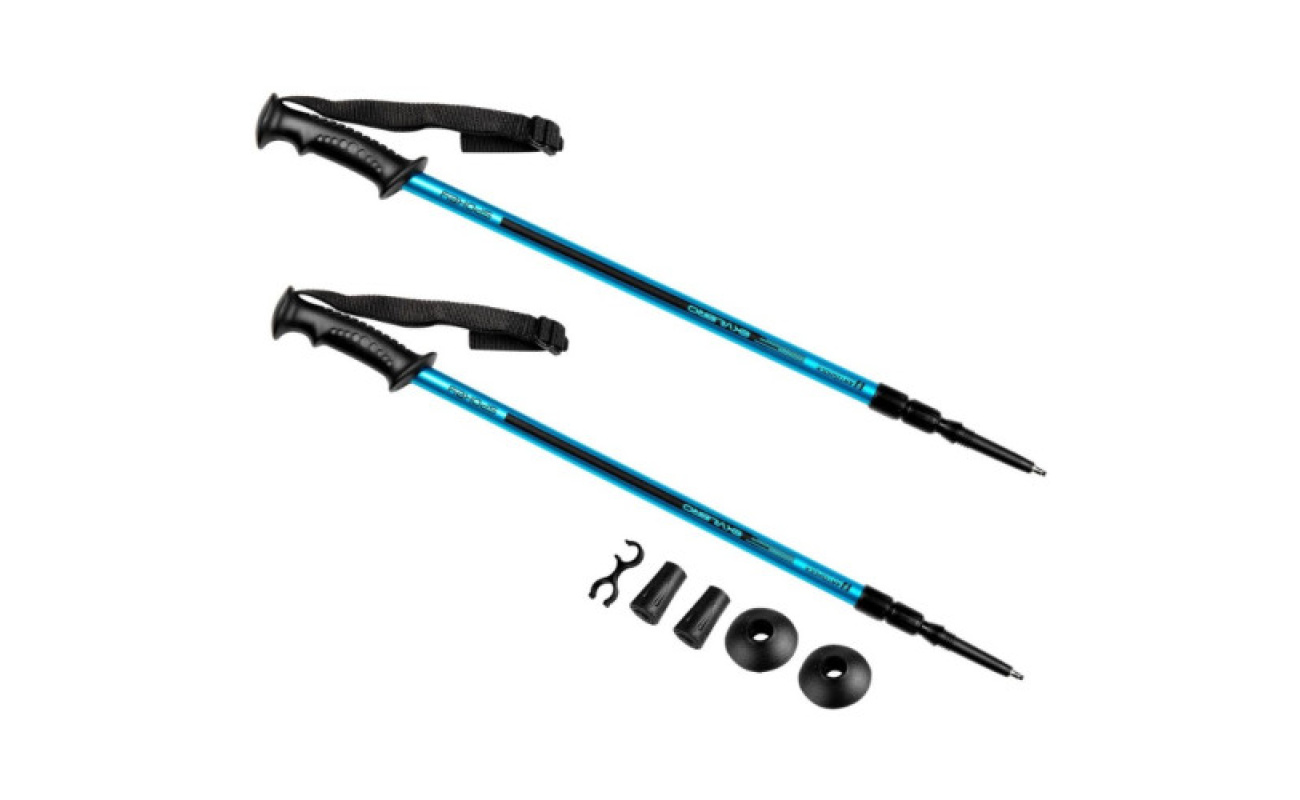 Spectator sportiv cu cf de protecție pentru genunchi și coate, culoare neagră cu detalii albastre, pentru activități sportive.