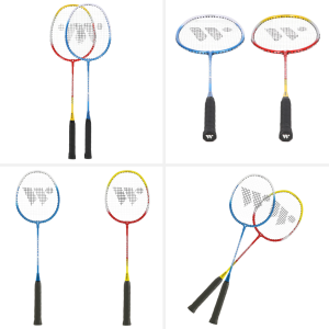 Set rachete de badminton Abisal ALUMTEC 366K, inclusiv două rachete din aluminiu, fileu și un set de mingi.