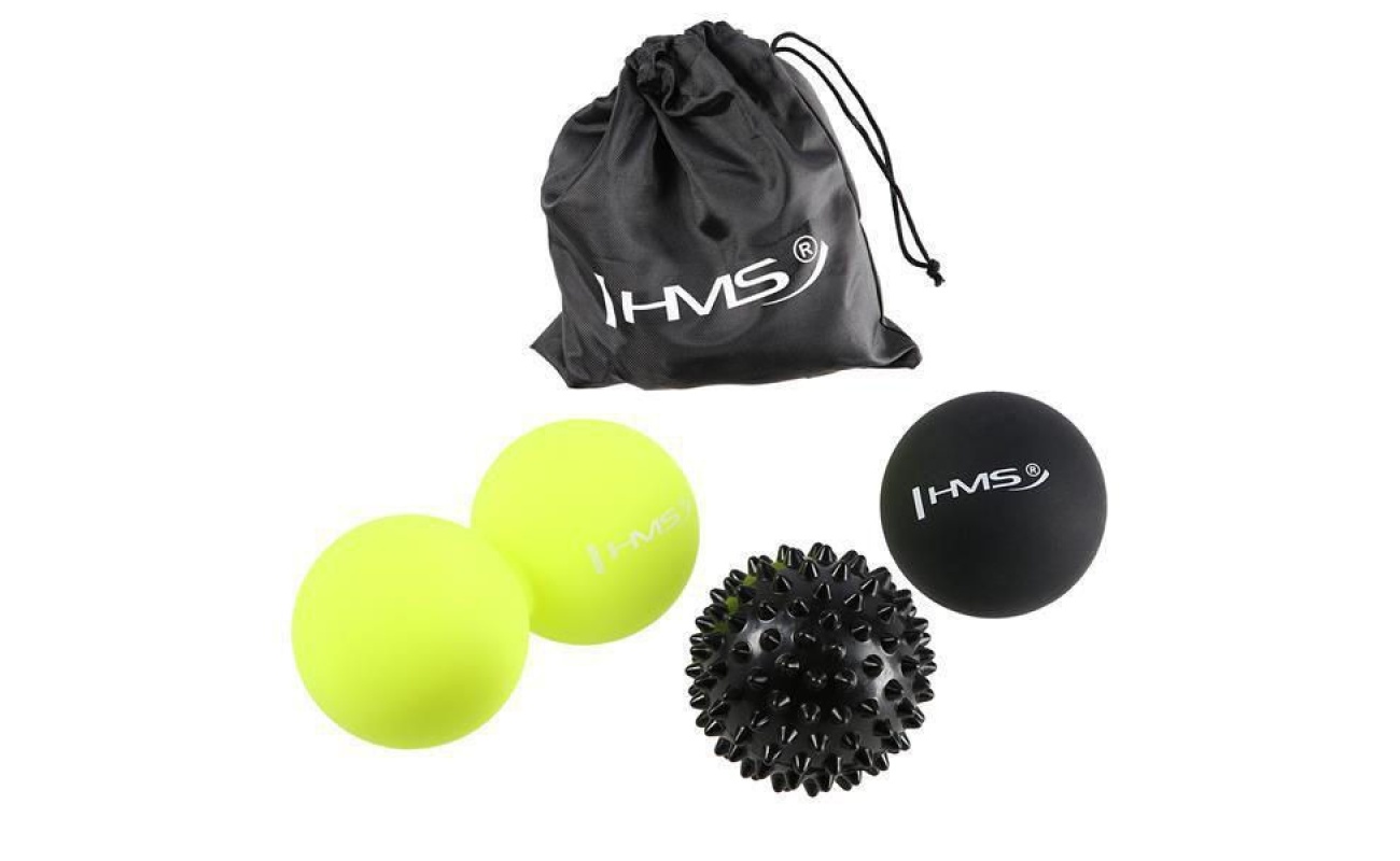 Set de mingi de masaj HMS Abisal format din 3 bucăți, cod BLS01, pentru exerciții de relaxare și recuperare musculare.