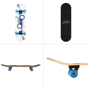 Skateboard CR3108SA Abisal METRO 2 cu un design modern, în nuanțe de albastru și negru, având roți de mari dimensiuni și un model robust, destinat pasionaților de sporturi extreme.