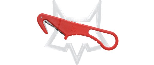 Cutter de salvare FX-639 RD FOX, din oțel inoxidabil 420, cu un design ergonomic și culoare roșie.