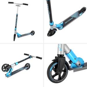 Scooter Nils Extreme HD145 Abisal în nuanțe de grafit și albastru, cu design modern și roți mari, ideal pentru distracție și mobilitate urbană.