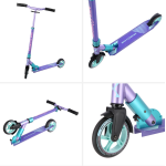 Trotineta NILS EXTREME mov-violet cu mentă, cod HD145 Abisal, vedere de aproape pe fundal alb