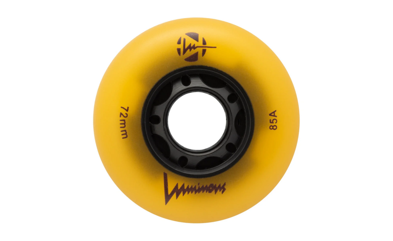 Roti LED luminoase SEBA, model LUWL-LU72-SR-GW, de 72mm/85A, în set de 4 bucăți, cu un design colorat ce emite o strălucire de soare.