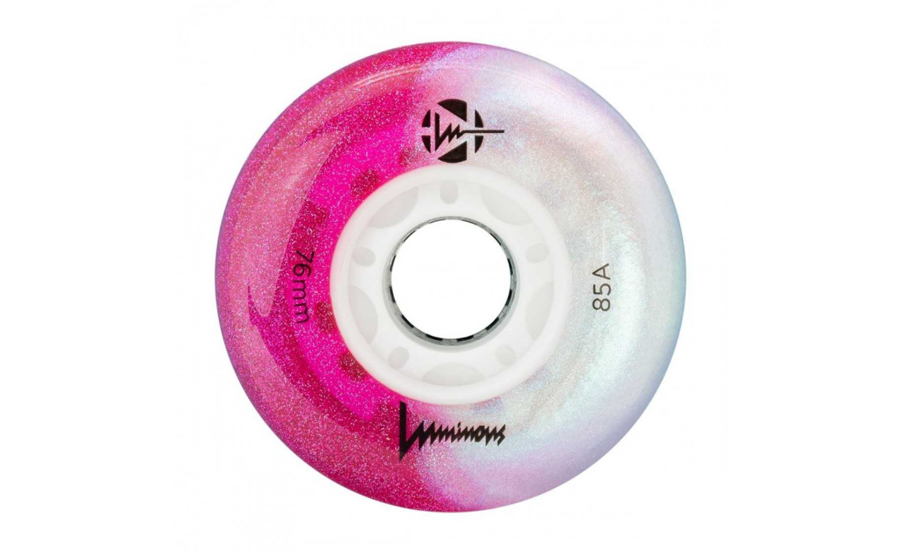 Roti LED luminoase SEBA de 76mm/85A în culoarea bumbac dulce, set de 4 bucăți.