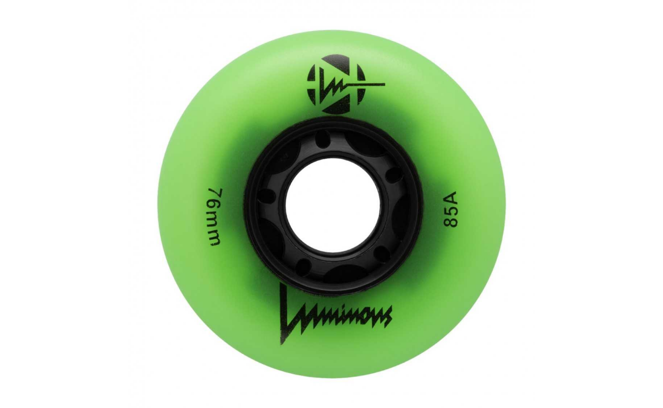 Roți LED SEBA LUMINOUS verzi, dimensiune 76mm/85A, set de 4 bucăți, ideale pentru patinaj.