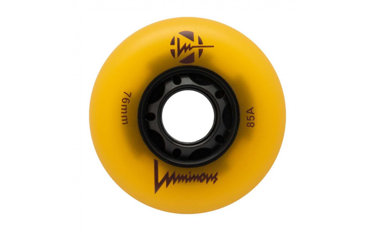 Set de 4 roți LED luminoase SEBA LUMINOUS 76mm/85A Sunray Glow, potrivite pentru echipamente de sport.