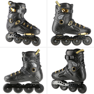 Rochii de patinaj pe role BLACK-GOLD SLALOM NA20002, cu design stilat și roti de calitate pentru performanțe excelente pe pistă.