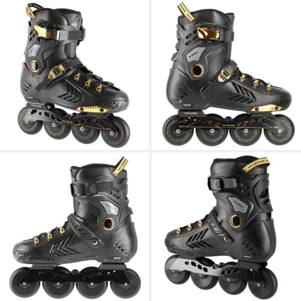 Rochii de patinaj pe role BLACK-GOLD SLALOM NA20002, cu design stilat și roti de calitate pentru performanțe excelente pe pistă.