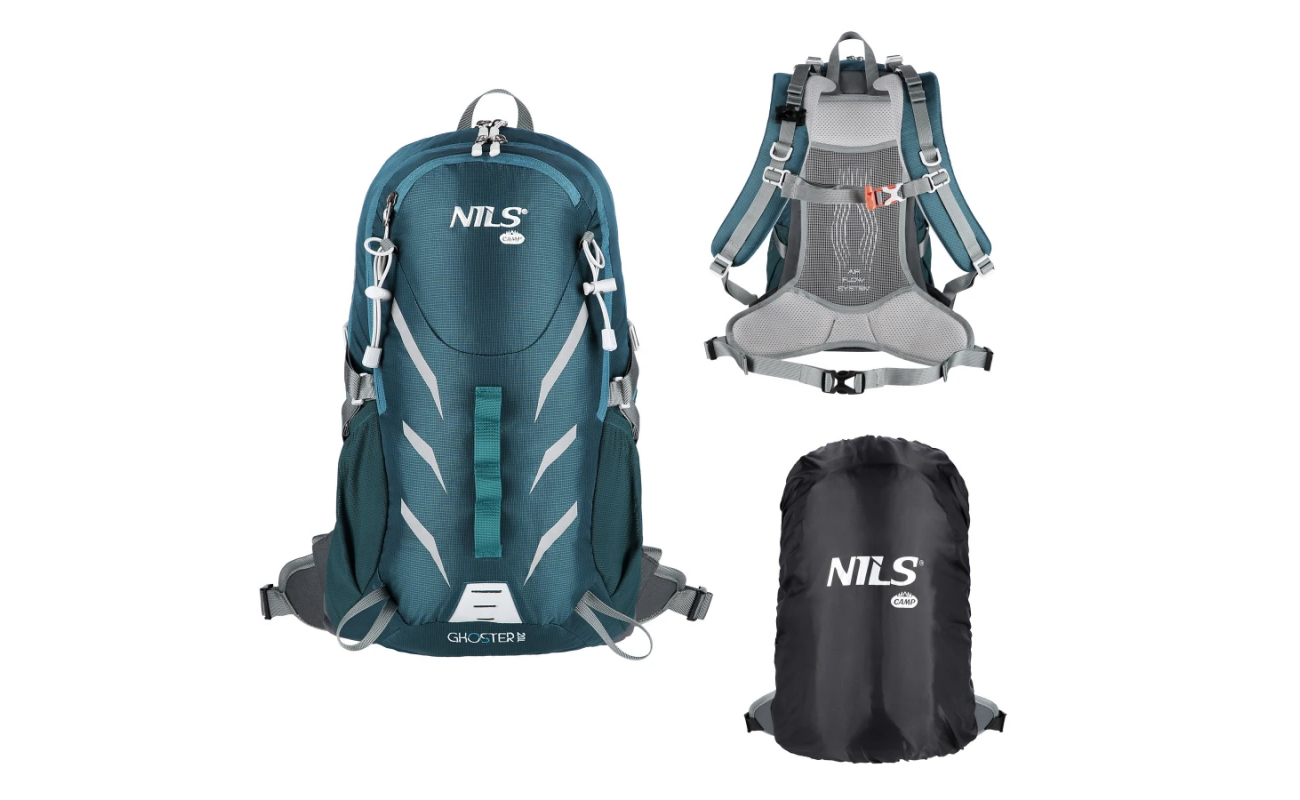 Rucsac turistic verde pentru drumeții Abisal BACKPACK TOURIST GREEN GHOSTER 20L NILS CAMP cod NC1942, geantă de sport pentru aventuri în natură