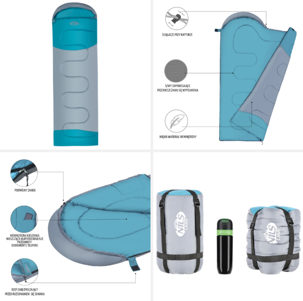 Sac de dormit NC2008 Abisal în nuanțe de gri și verde, destinat activităților în aer liber.