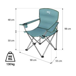 Scaun de camping NILS CAMP Abisal GRAY-GREEN, model NC3079, elegant și confortabil, ideal pentru activități în aer liber.