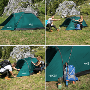 Cortul NC6010 Abisal de culoare verde, potrivit pentru camping și activități în aer liber, prezentând un design compact și ușor.