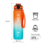 Sticlă sport abisal ORANGE-BLUE TRITAN BOTTLE NILS CAMP cod NCD68 mâner și capac, design vibrant pentru hidratare în timpul activităților sportive