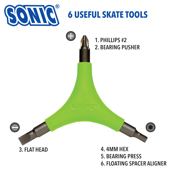 Instrument de prindere Seba Sonic Gripz de culoare verde, destinat pentru echipamente sportive, prezentat pe un fundal alb.