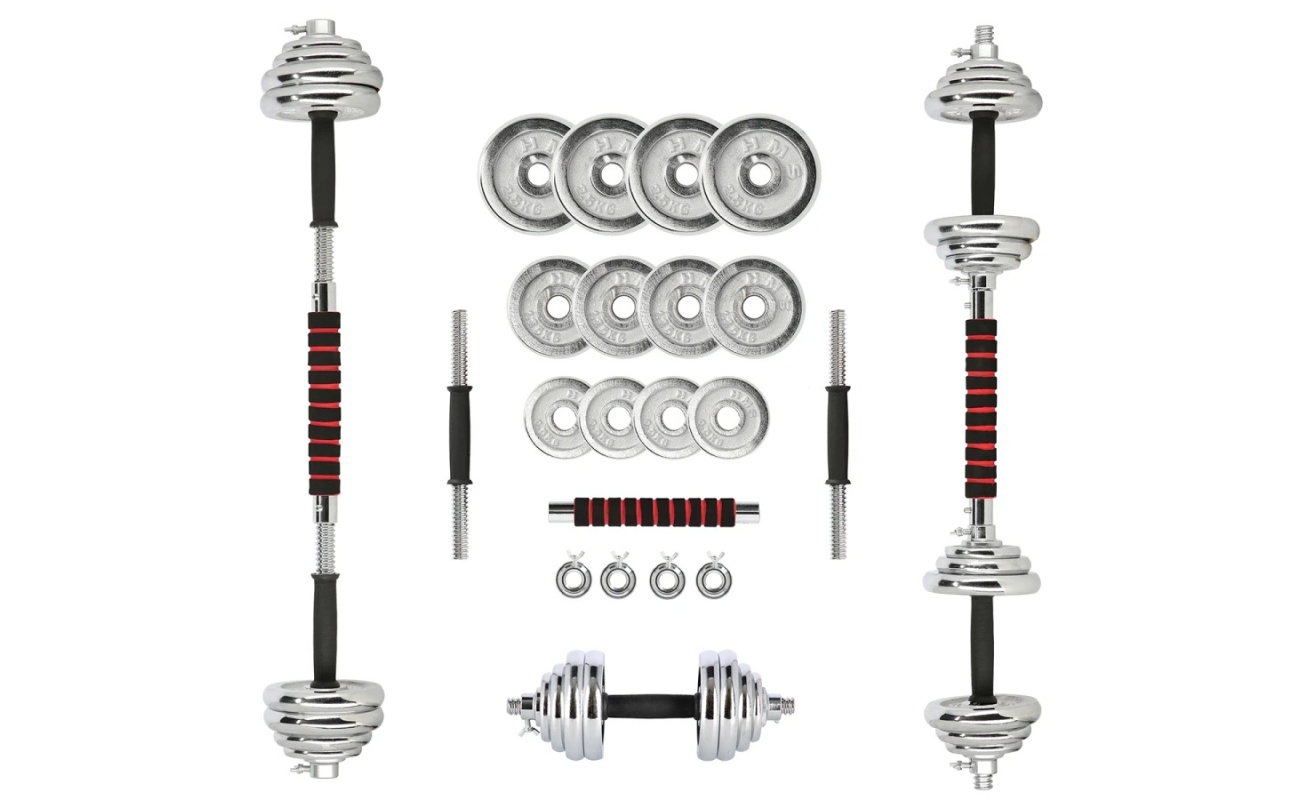 Set de gantere HMS Abisal Chrome în valiză, 20 kg, cod STC21, produsele pentru antrenament sportiv disponibile în magazinul de echipamente sportive.