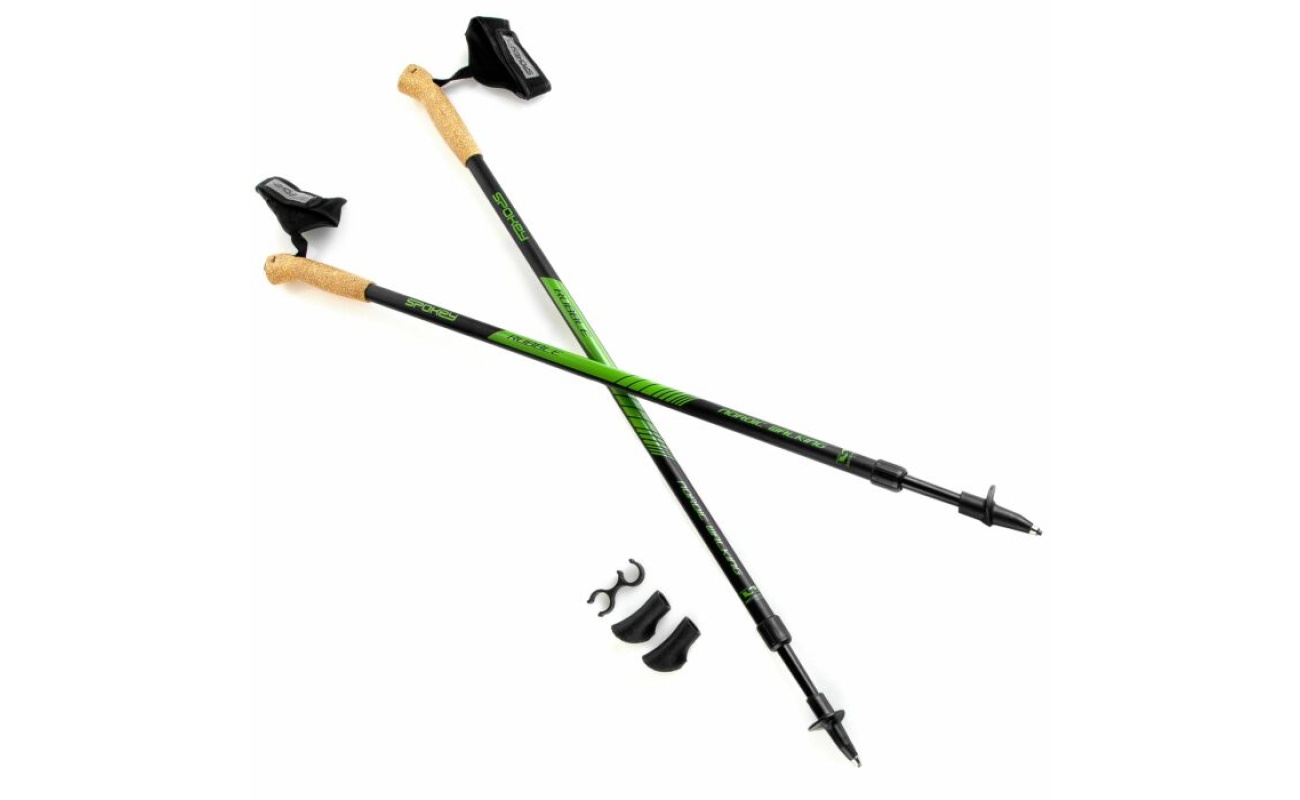 Trepiede pentru mersul nordic Spokey Rubble, negre și verzi, pentru echipament sportiv