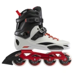 Roleșkating Rollerblade RB PRO X grijiu roșu cald, duritate 85A, rotoare 4x80mm, rulmenți ILQ-7, șasiu din aluminiu pentru freestyle