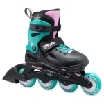 Role rinkuri Rollerblade Fury Neroverde pentru copii, mărimea 33-38, cu roți 4×72mm, duritate 80A, rulmenți SG3, extensibile