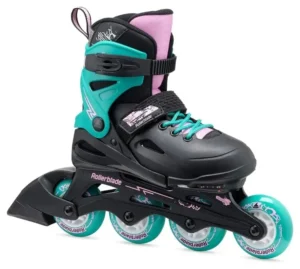 Роликовые коньки Rollerblade 073735003C1 FURY  NEROVERDE MARE Size 33-38 – детские, колёса 4x72мм, жёсткость 80A, подшипники SG3, раздвижные