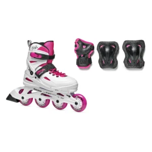 Role skates Rollerblade 07373600T1C FURY COMBO BIANCOROSSO Mărimea 33-38 – pentru copii, roți 4×72mm, duritate 80A, rulmenți SG3, protecție inclusă în pachet
