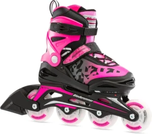 Роликовые коньки Rollerblade 0T1013007Y9  PHOENIX FLASH G NERO/ROSA Size 29-33 – детские, колёса 4x72мм, жёсткость 80A, подшипники SG3, раздвижные