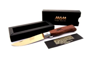 Briceag de buzunar MAM Douro 2009, cu finisaj bronz și titan, piele de bubinga pentru mâner