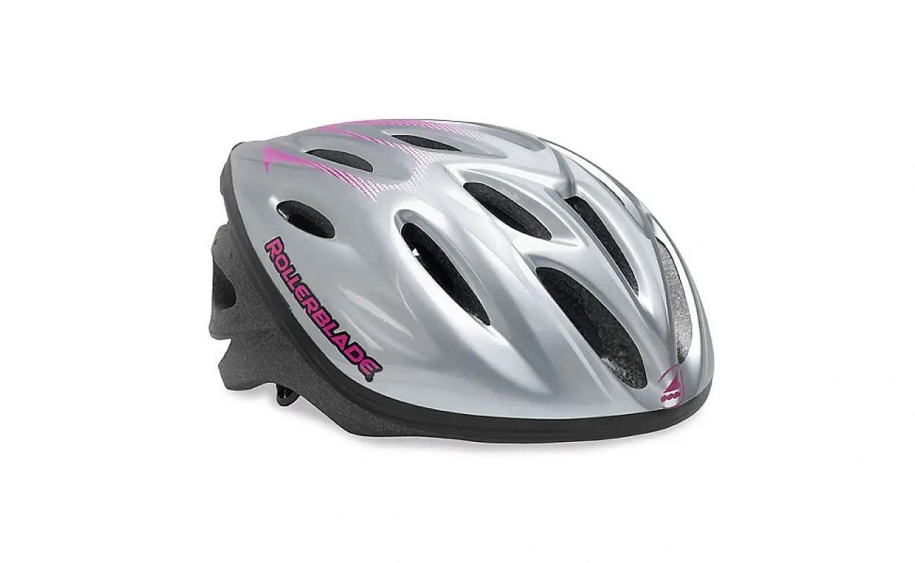 Casca pentru copii pentru roller pentru exerciții sportive, în culoare roz și alb, destinată protecției în timpul activităților de skateboard sau roller.