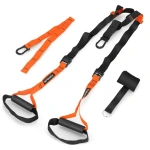 Inel TRX Spokey LILT pentru antrenamente de suspensie, în culoare negru cu roșu, pentru exerciții fitness și forță