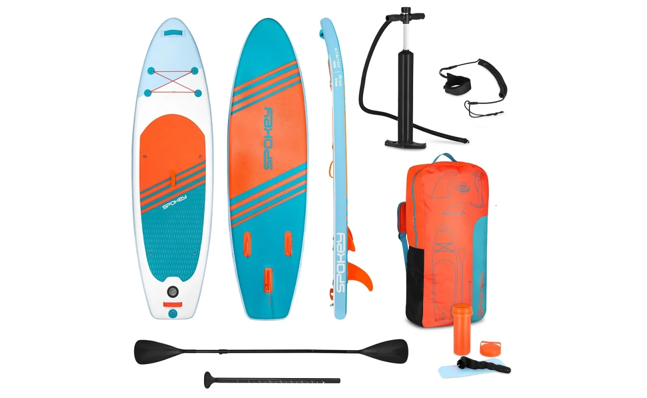 Tabla pentru SUP Spokey TAIETURA BOARDI, lungime 275 cm, pentru înot și sport pe apă, culoare negru cu detalii albastre