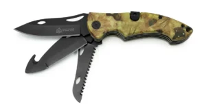 Briceag Puma USA 7320107 Trifecta cu 3 lame, aparat de stalp, model de buzunar, camuflaj, XP Puma. Oțel 420 / 55-57 HRC