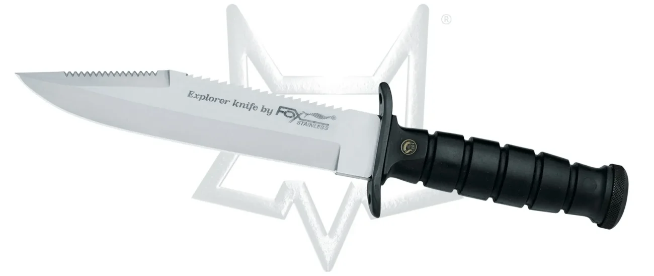 BRIChet de lemn cu lama fixa din otel inoxidabil，用 pentru camping și activități în aer liber, marca 698 FOX KNIFE MILITARY FIXED BLADE, model pentru utilizare durabilă.