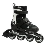 Role pentru copii Rollerblade MICROBLADE NEGRU/BALD, mărimea 36-40, cu 4 roți de 72 mm, sistem de ajustare, pliabile, incluziți componente pentru sporturi de mișcare