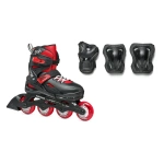 Role de patinaj Rollerblade Fury Combo Nerorosso pentru copii, mărimea 29-33, roți 4×72mm, duritate 80A, rulmenți SG3, protecții incluse