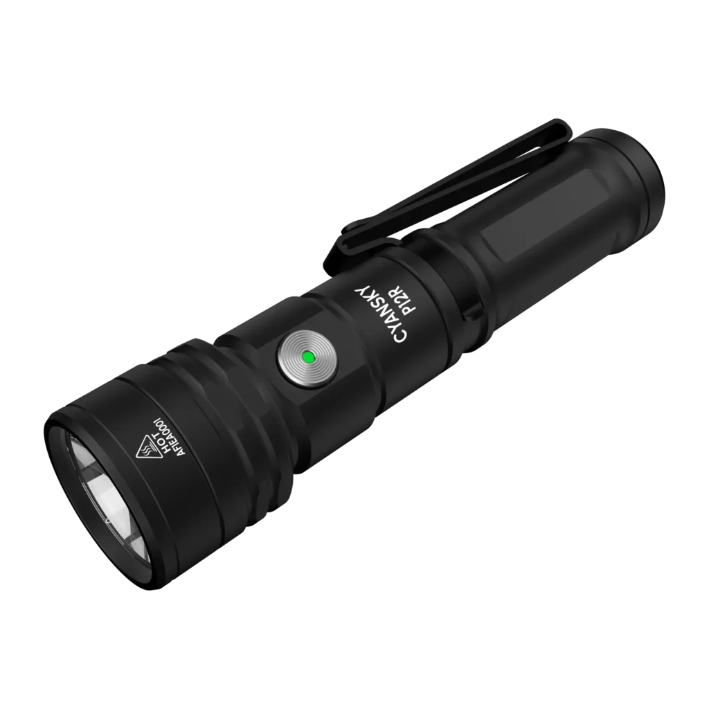 Lanterna LED Cyansky P12R cu baterie 14500 800mAh, compactă și puternică pentru activități sportive și outdoor