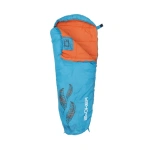 Sac de dormit pentru copii Spokey KIDS II, dimensiuni compacte și confortabile pentru camping și drumeții, culoare albastră cu detalii colorate.