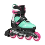  rolei sportivi pentru copii Rollerblade 86B0751520NG03 MICROBLADE XT negru/verde deschis, mărimea 33-36,5, cu 4 roți de 72mm, duritate 80A și rulmenți SG3, reglabili