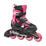 Role de skateboard MICROBLADE NERO/ROSA pentru copii, cu 4 roți de 72mm, rigiditate 80A, rulmenți SG3 și mecanism de extensie, prezentate ca produse sportive din magazinul Sport Equipment Shop