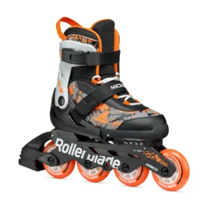 Trotinete cu role Rollerblade 86B0751540NC01 MICROBLADE SL NEGRU/PORTOCALIU Mărimea 33-36,5 – pentru copii, roți 4×72mm, duritate 80A, rulmenți SG3, guler întărit