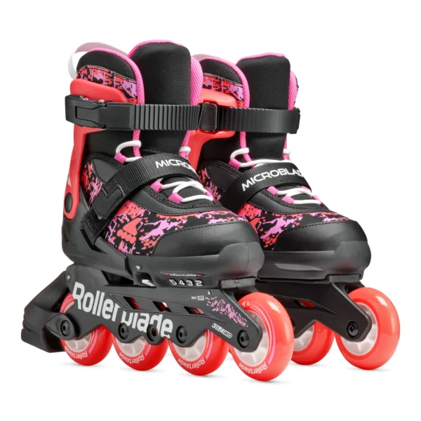 Роликовые коньки Rollerblade 86B0751540ND02 MICROBLADE SL NERO/CORALLO Size 28-32 – детские, колёса 4x72мм, жёсткость 80A, подшипники SG3, усиленная манжета