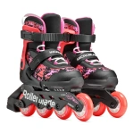 Role sport pentru copii Rollerblade 86B0751540ND02 MICROBLADE SL negru și coral, mărimea 28-32, cu roți 4×72mm, rigiditate 80A, rulmenți SG3 și mansetă întărită