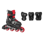 Rolee copii Rollerblade MICROBLADE COMBO NERO/ROSSO, mărimea 33-36,5, cu 4 roți de 72 mm, duritate 80A, rulmenți SG3 și protecții incluse