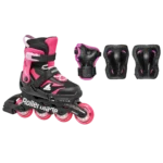 Role de skate pentru copii Rollerblade Microblade Combo Nero/Rosie, mărimea 36-40, cu roți de 72mm, duritate 80A, rulmenți SG3 și protecții incluse