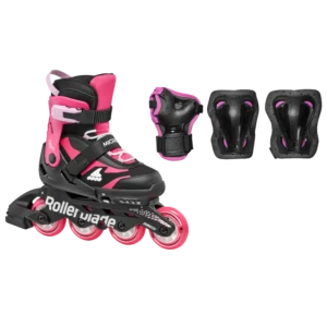Роликовые коньки Rollerblade 86B0751550NJ02 MICROBLADE COMBO NERO/ROSSO Size 36-40 – детские, колёса 4x72мм, жёсткость 80A, подшипники SG3, защита в комплекте